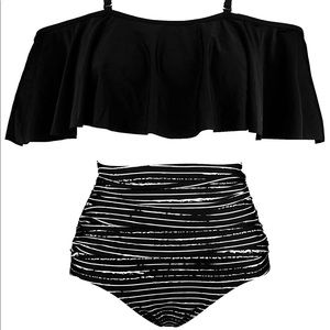 Bikini Set - Ruffled top & High waist bottom